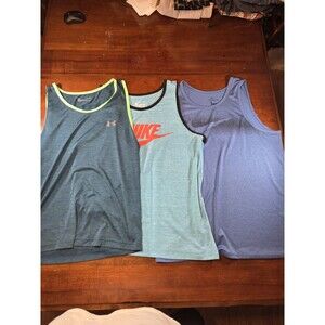 Nike Under Armour Tank Top Lot Mens Large L Athletic Gym Running Shirt 3 Pack